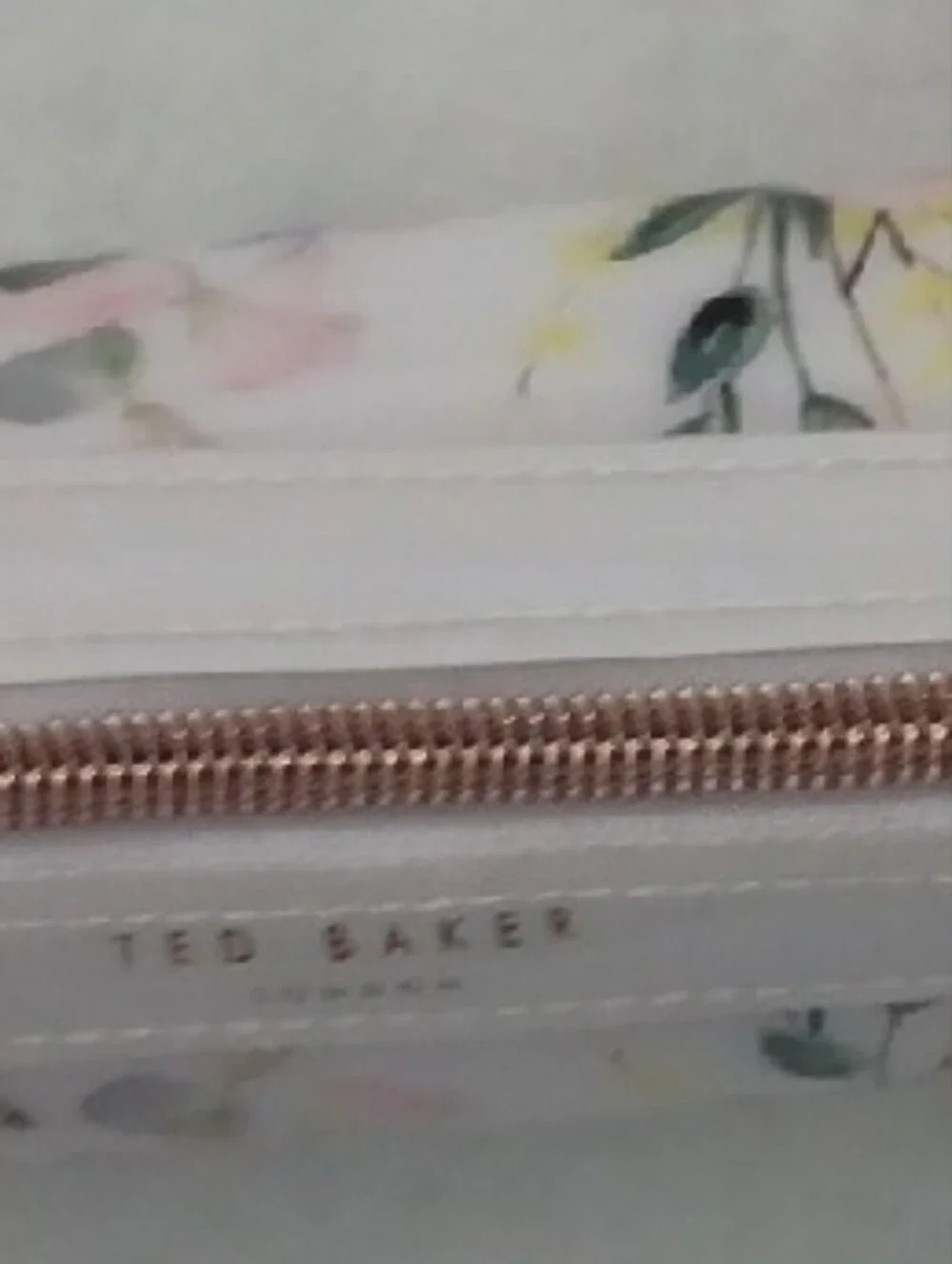 Ted Baker Pink Patent Floral Glasses Sleeve with Rose Gold Zip